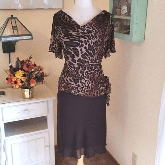 En Focus Studio Dressy Animal Print Dress - Picture 1 of 10